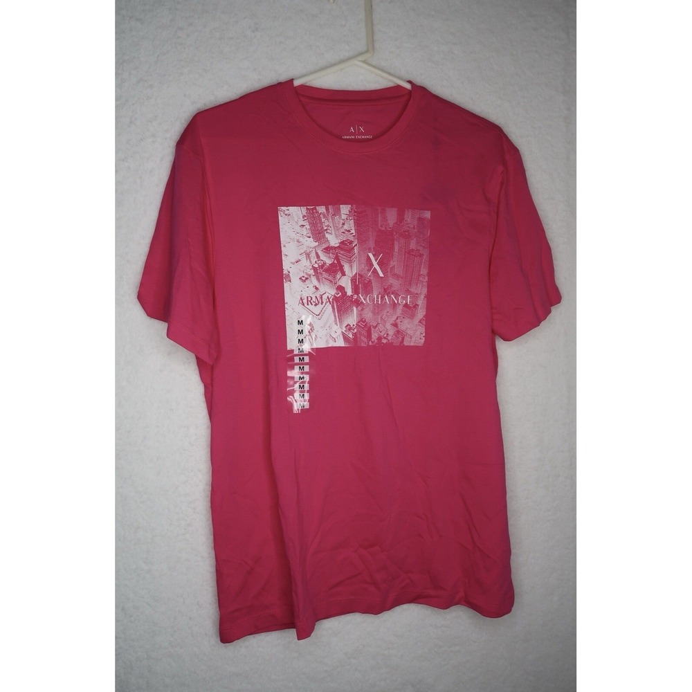 Armani Exchange Men's NYC Print Logo Regular Fit T-Shirt Pink‎ sz M Casual NWT